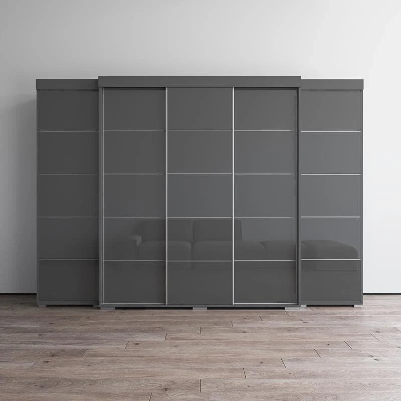 3-Piece Wardrobe Armoire Set with Glass Fronts