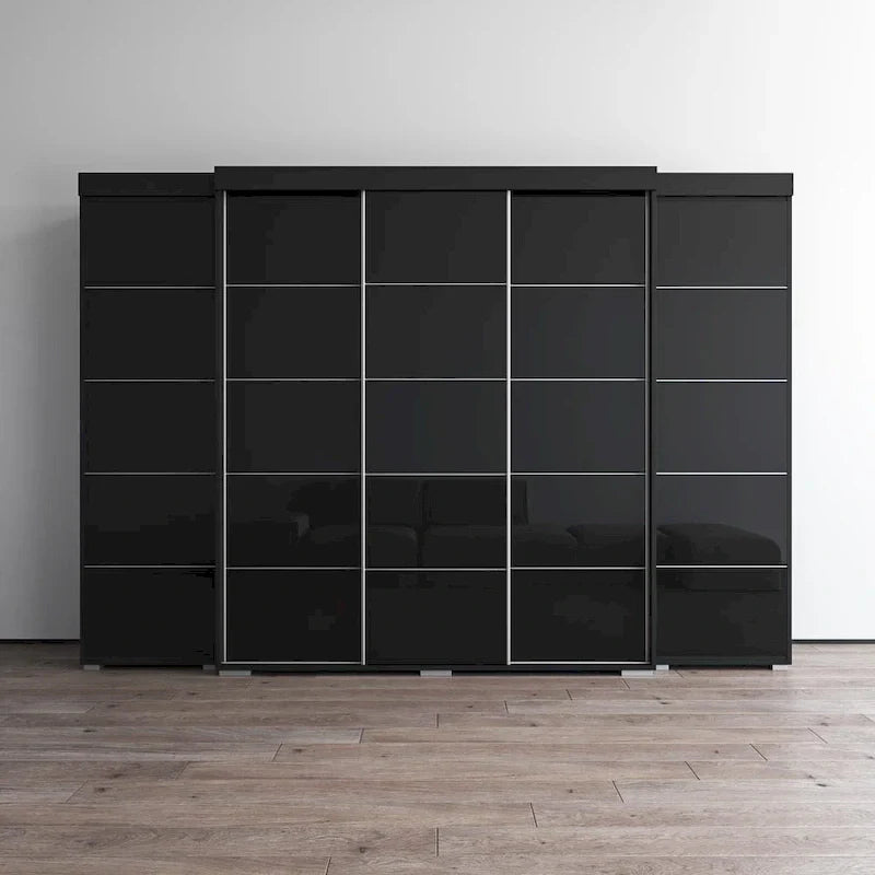 3-Piece Wardrobe Armoire Set with Glass Fronts