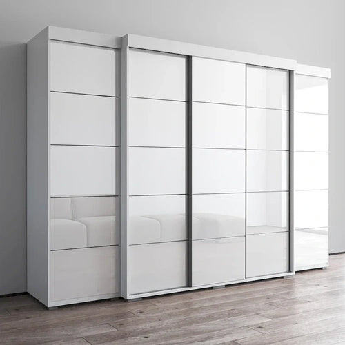 3-Piece Wardrobe Armoire Set with Glass Fronts