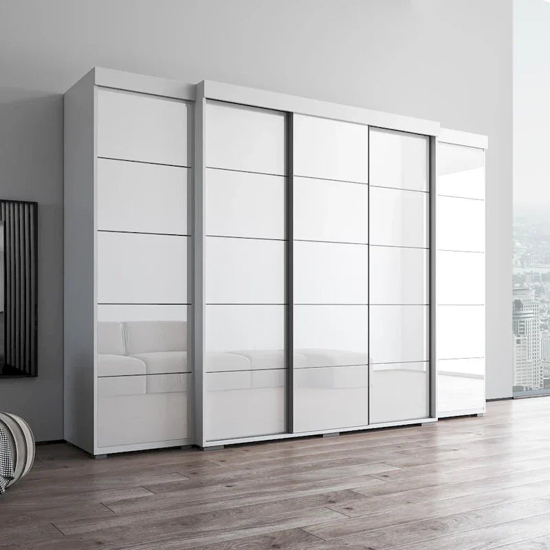 3-Piece Wardrobe Armoire Set with Glass Fronts