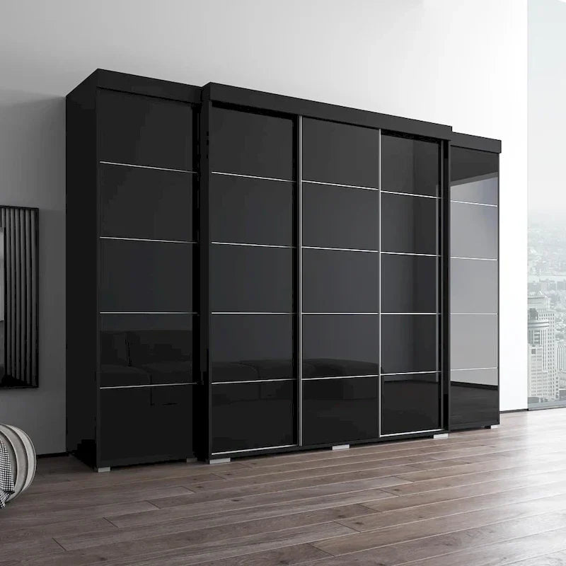 3-Piece Wardrobe Armoire Set with Glass Fronts