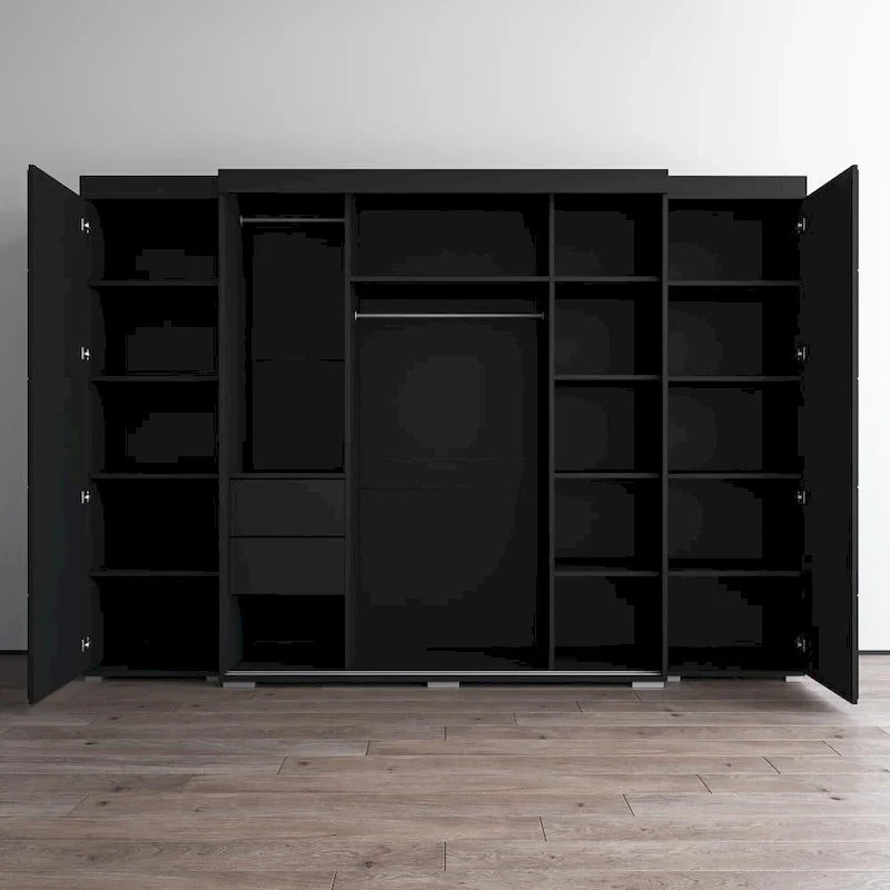 3-Piece Wardrobe Armoire Set with Glass Fronts