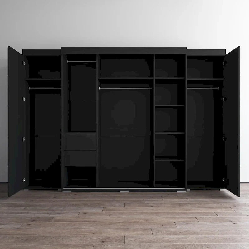 3-Piece Wardrobe Armoire Set with Glass Fronts