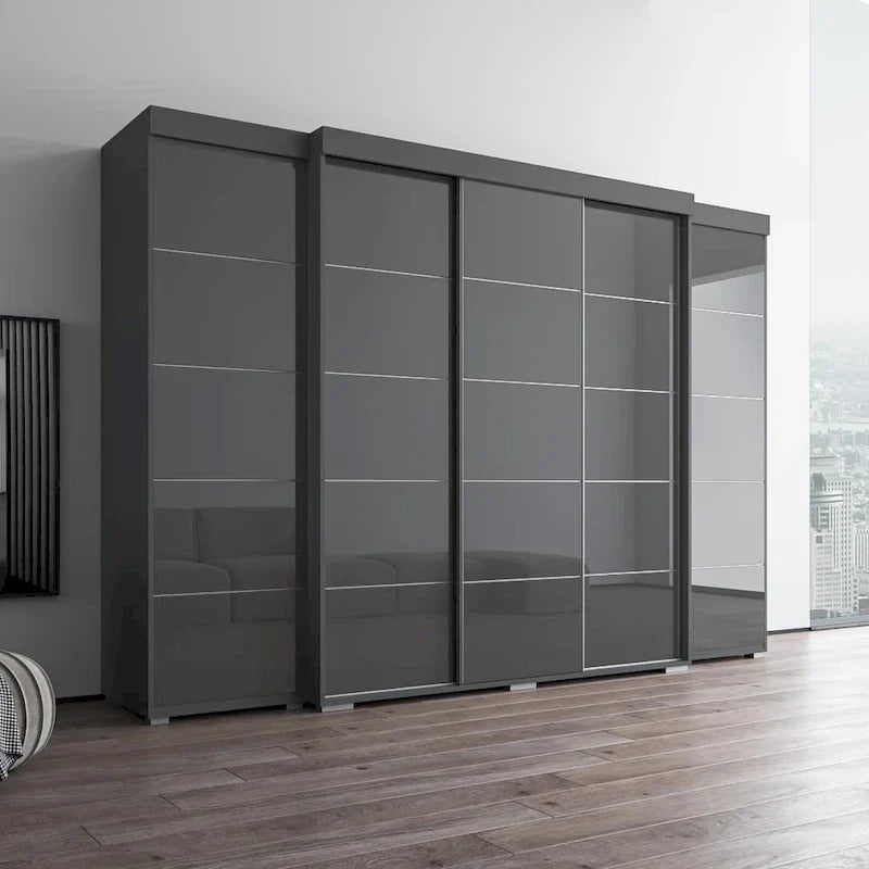 3-Piece Wardrobe Armoire Set with Glass Fronts