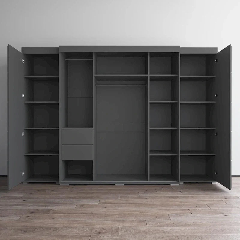3-Piece Wardrobe Armoire Set with Glass Fronts