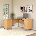 60W L-Shaped Desk with Drawers and Storage