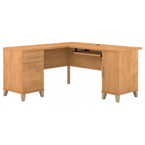60W L-Shaped Desk with Drawers and Storage