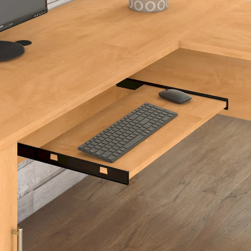 60W L-Shaped Desk with Drawers and Storage