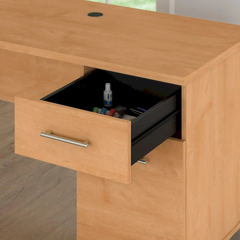 60W L-Shaped Desk with Drawers and Storage