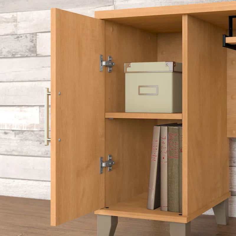60W L-Shaped Desk with Drawers and Storage