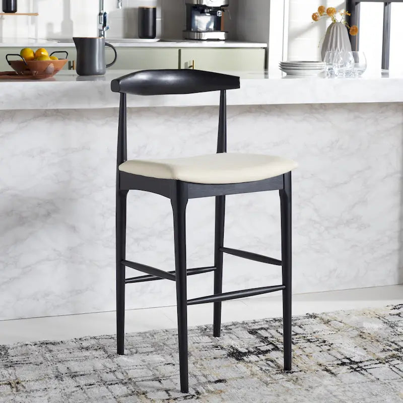 Retro 30-Inch Bar Stool with Curved Bentwood Back – 22W x 21D x 42H
