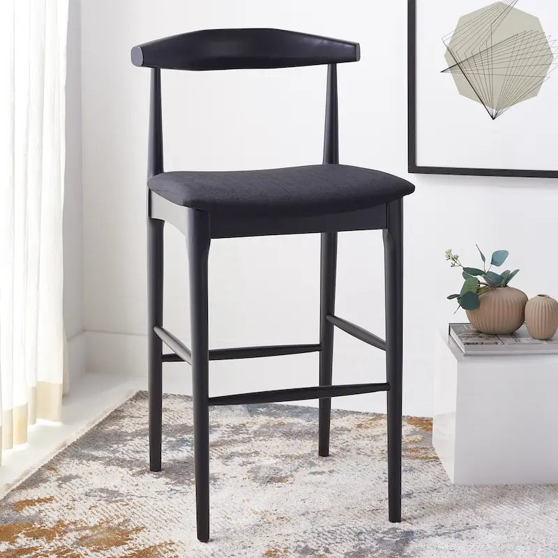 Retro 30-Inch Bar Stool with Curved Bentwood Back – 22W x 21D x 42H