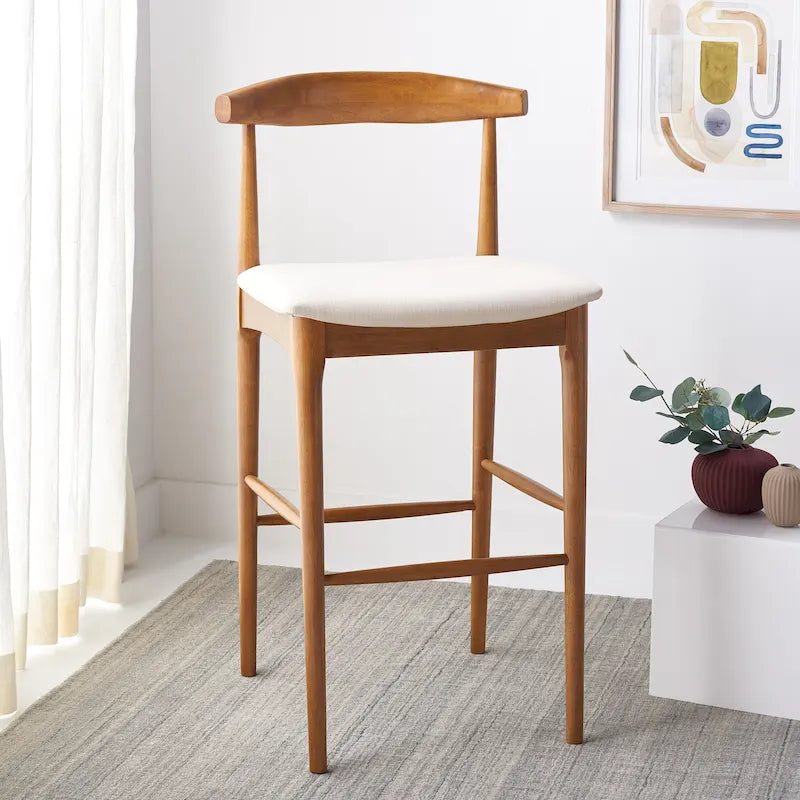 Retro 30-Inch Bar Stool with Curved Bentwood Back – 22W x 21D x 42H