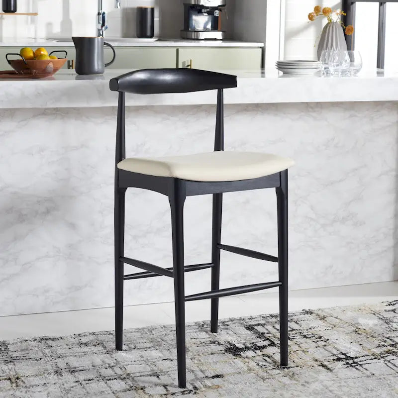Retro 30-Inch Bar Stool with Curved Bentwood Back – 22W x 21D x 42H