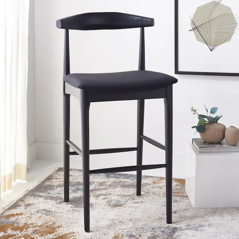Retro 30-Inch Bar Stool with Curved Bentwood Back – 22W x 21D x 42H