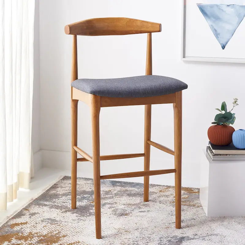 Retro 30-Inch Bar Stool with Curved Bentwood Back – 22W x 21D x 42H