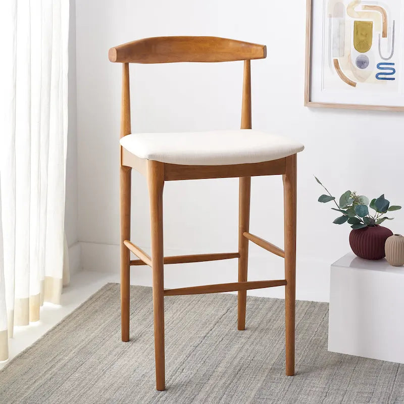Retro 30-Inch Bar Stool with Curved Bentwood Back – 22W x 21D x 42H
