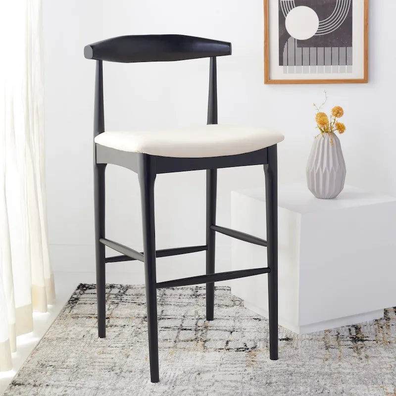 Retro 30-Inch Bar Stool with Curved Bentwood Back – 22W x 21D x 42H