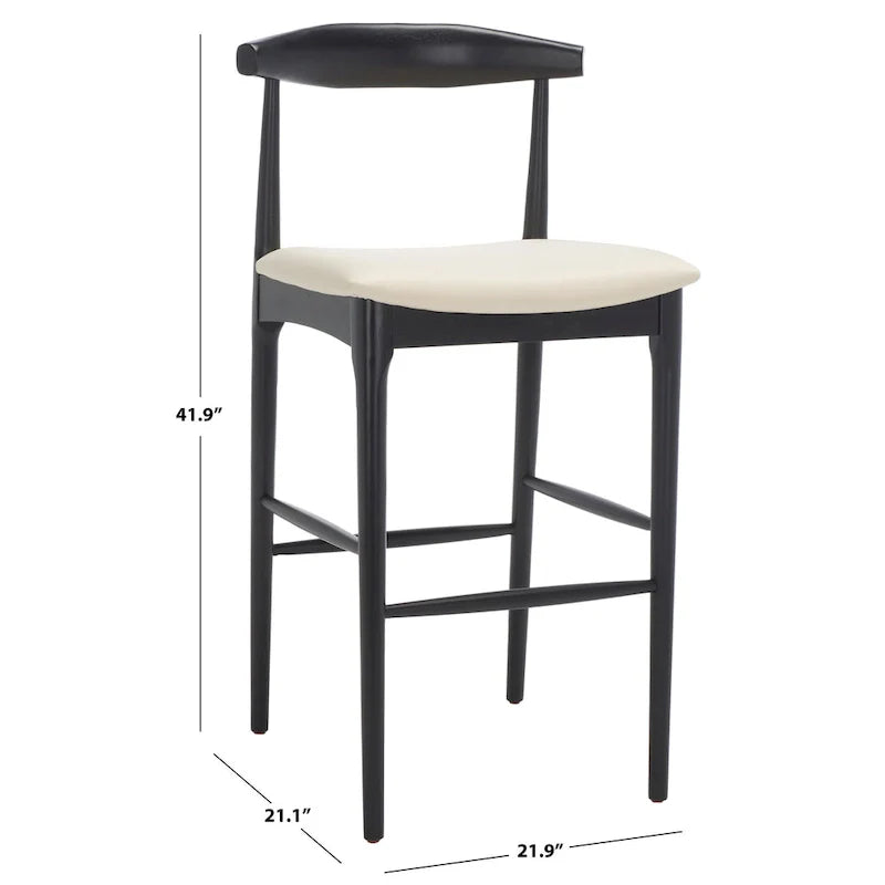 Retro 30-Inch Bar Stool with Curved Bentwood Back – 22W x 21D x 42H