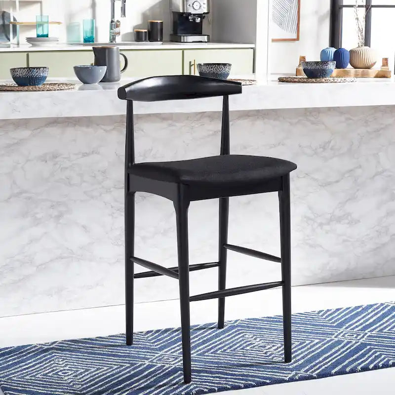 Retro 30-Inch Bar Stool with Curved Bentwood Back – 22W x 21D x 42H