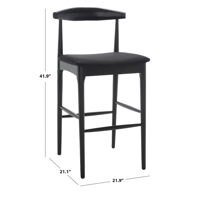 Retro 30-Inch Bar Stool with Curved Bentwood Back – 22W x 21D x 42H