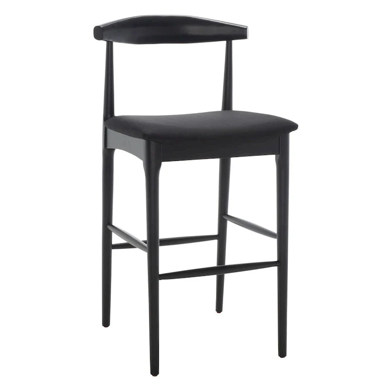 Retro 30-Inch Bar Stool with Curved Bentwood Back – 22W x 21D x 42H