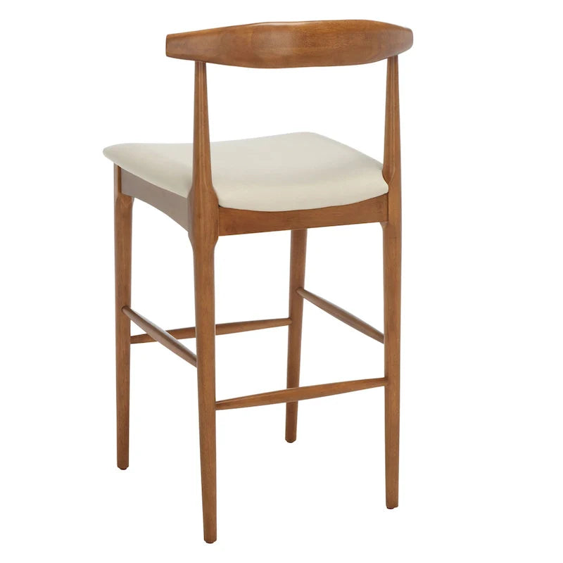 Retro 30-Inch Bar Stool with Curved Bentwood Back – 22W x 21D x 42H