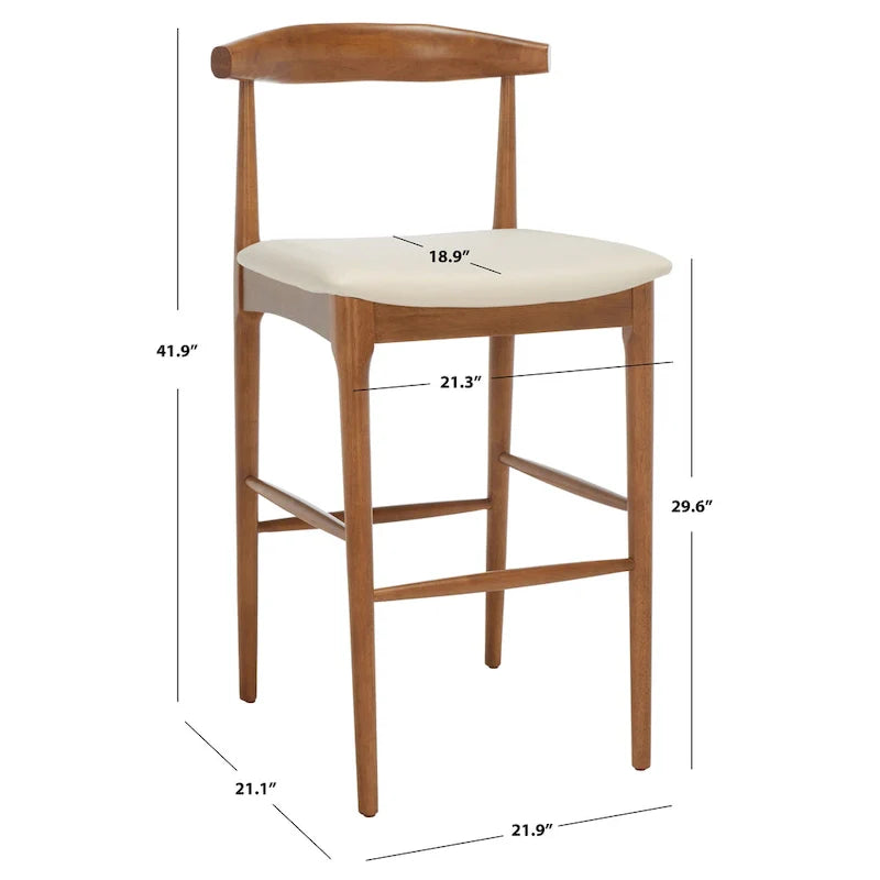 Retro 30-Inch Bar Stool with Curved Bentwood Back – 22W x 21D x 42H
