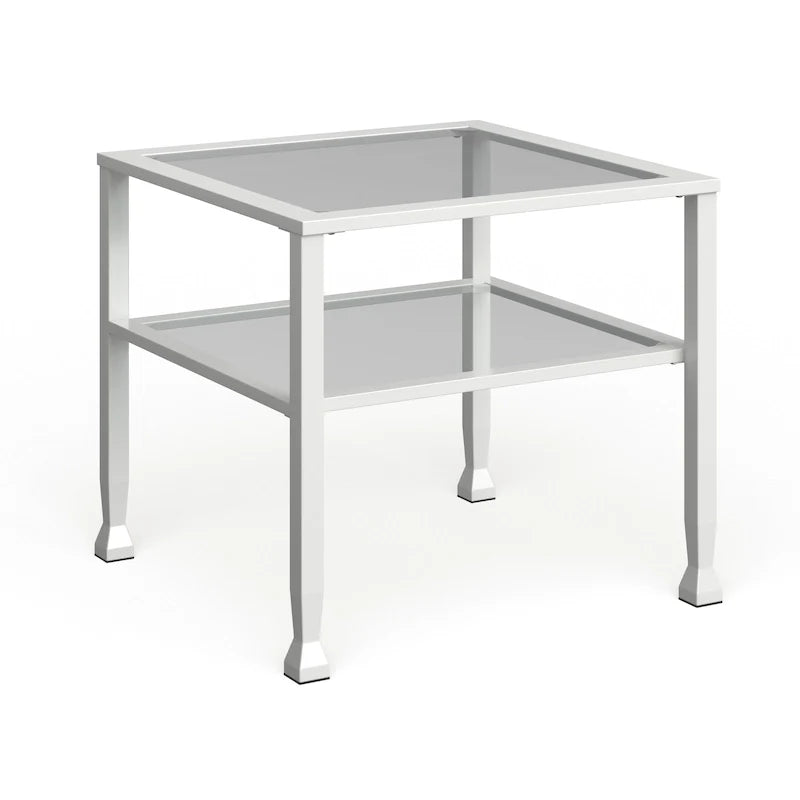 Two-Tier Metal & Glass Cocktail Table with Shelf