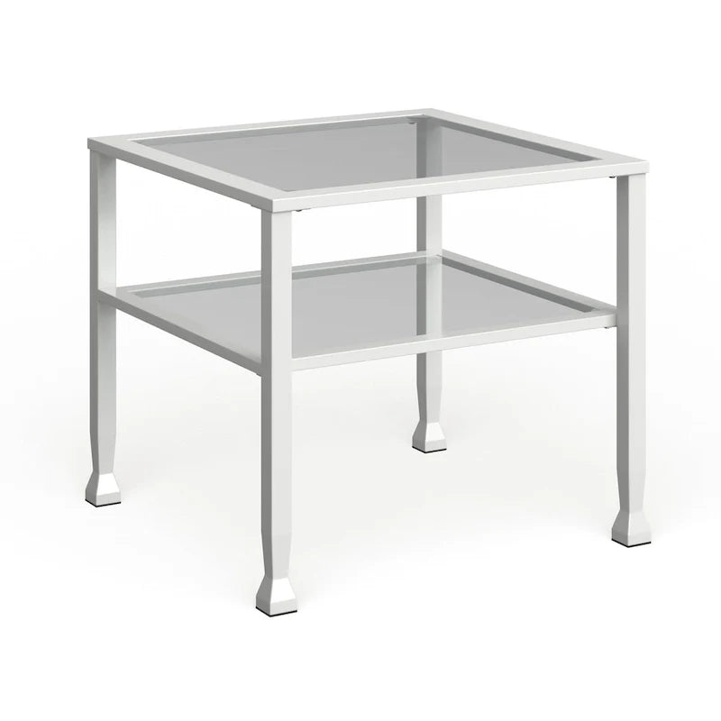 Two-Tier Metal & Glass Cocktail Table with Shelf