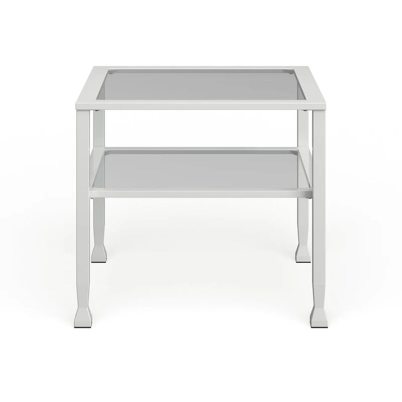 Two-Tier Metal & Glass Cocktail Table with Shelf
