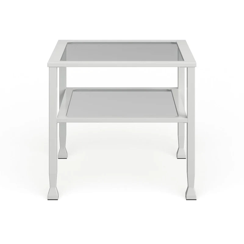 Two-Tier Metal & Glass Cocktail Table with Shelf