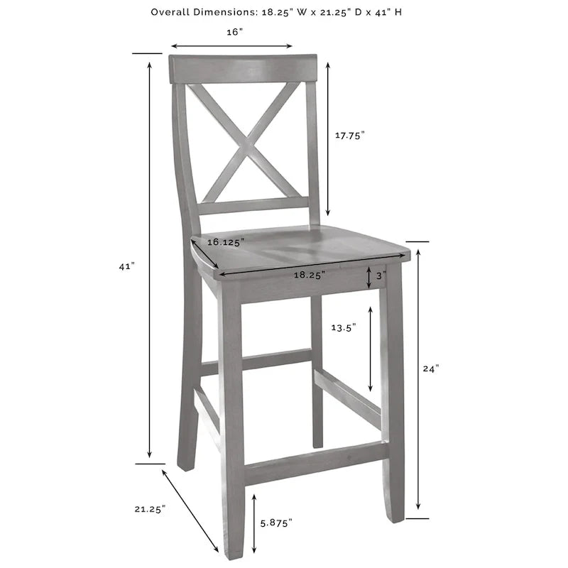 3-Piece Kitchen Island Set with X-Back Stools