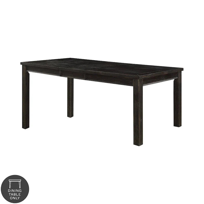 Rectangular Solid Wood Dining Table – Antique Black