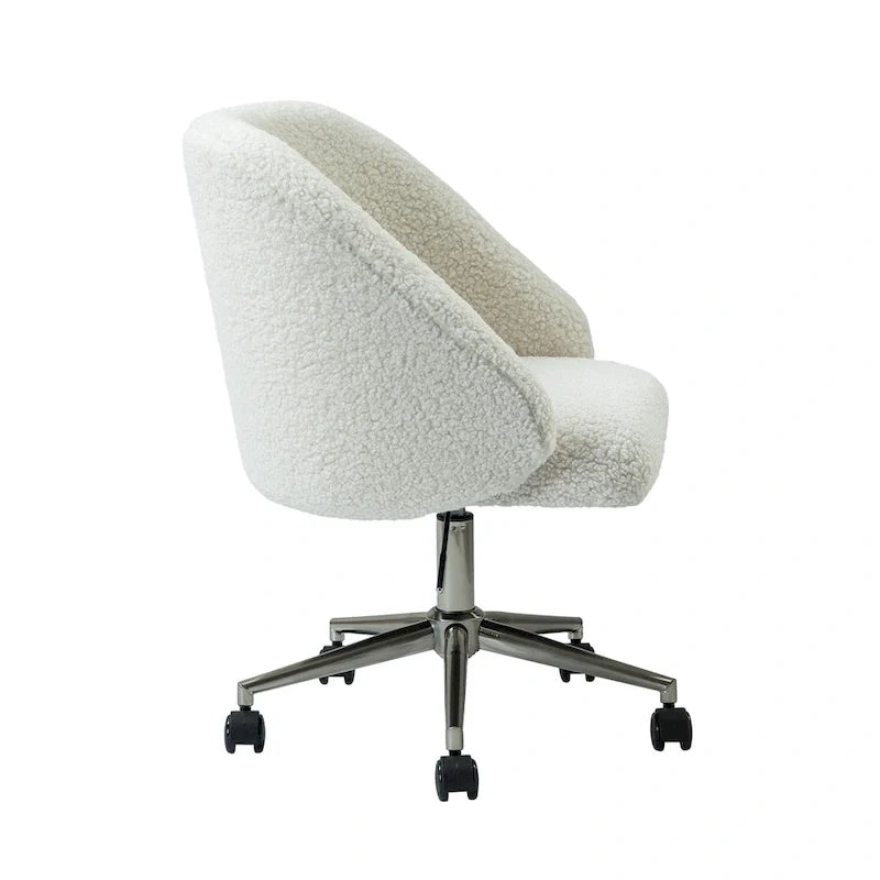 Boucle Swivel Office Chair with Rolling Wheels