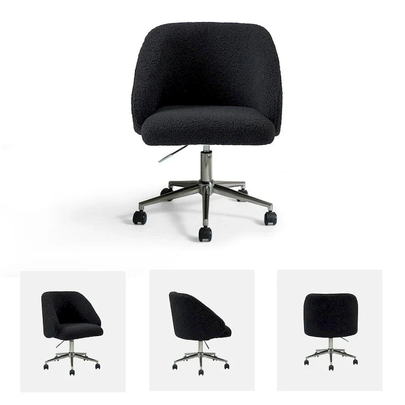 Boucle Swivel Office Chair with Rolling Wheels