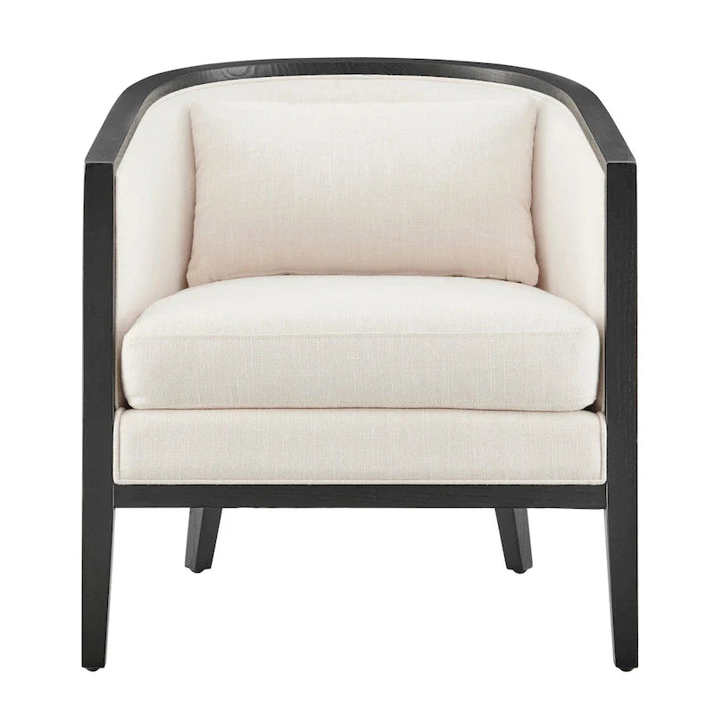 Linen Accent Arm Chair with Rattan Frame