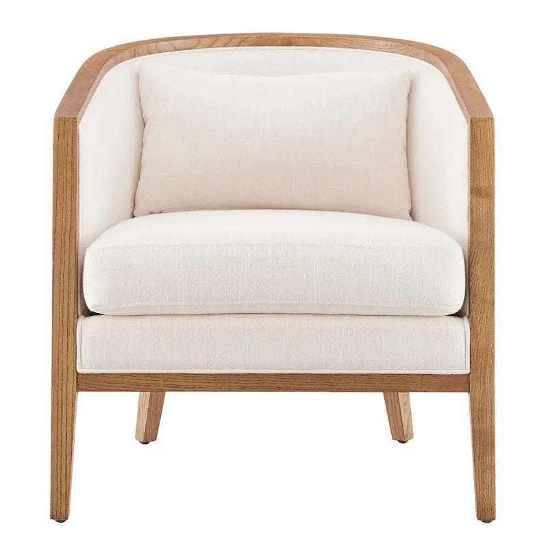 Linen Accent Arm Chair with Rattan Frame