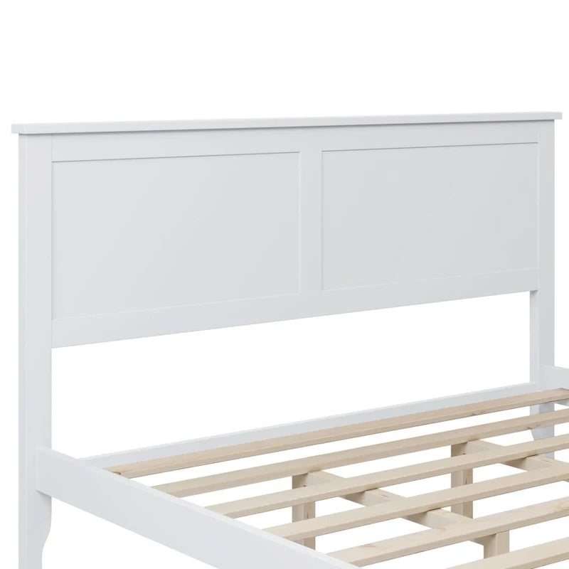 White Queen Platform Bed with Headboard