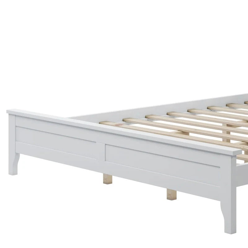 White Queen Platform Bed with Headboard