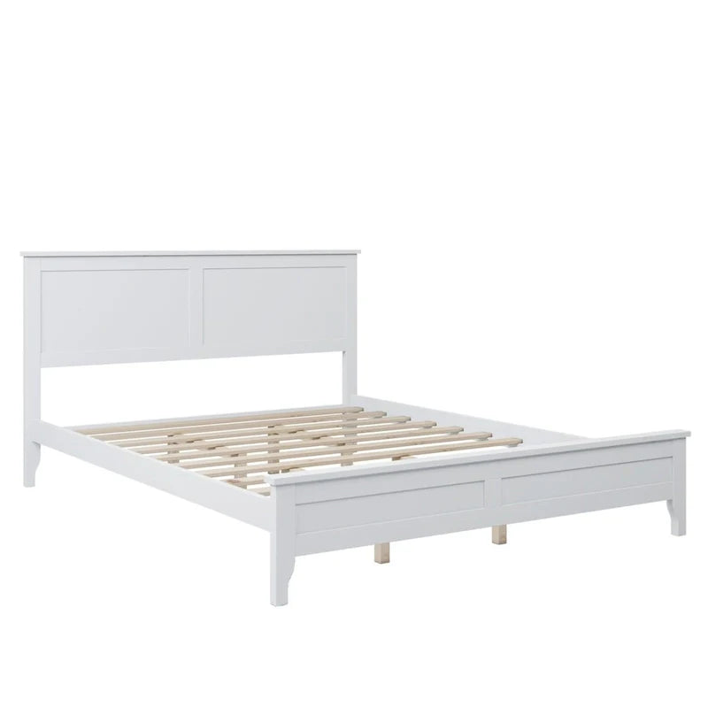 White Queen Platform Bed with Headboard