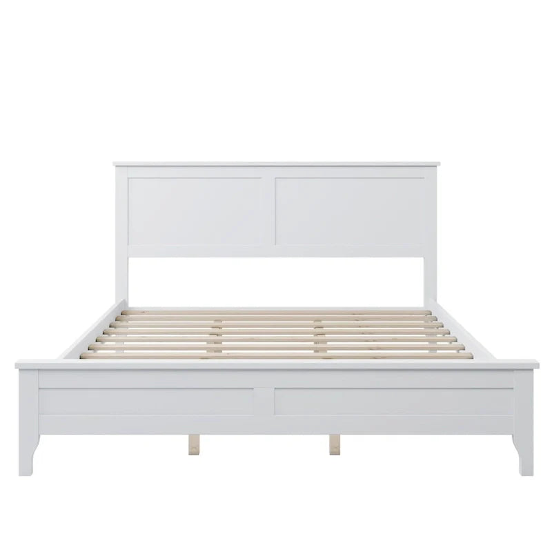 White Queen Platform Bed with Headboard