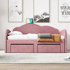 Twin Size Upholstered daybed with Trundle & 2 Drawers