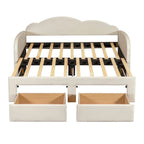 Twin Size Upholstered daybed with Trundle & 2 Drawers