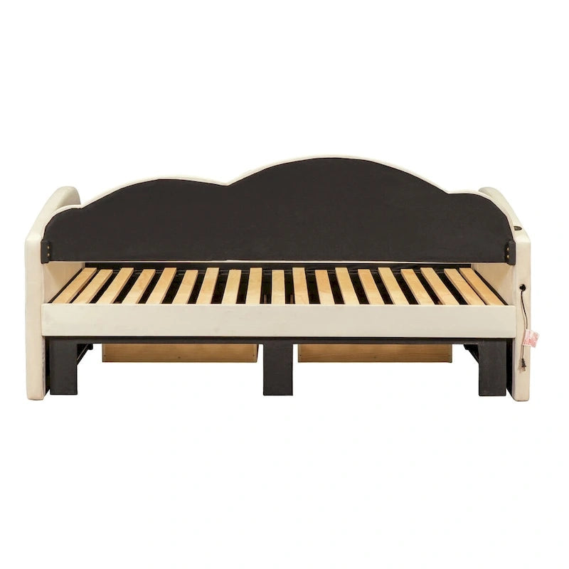 Twin Size Upholstered daybed with Trundle & 2 Drawers