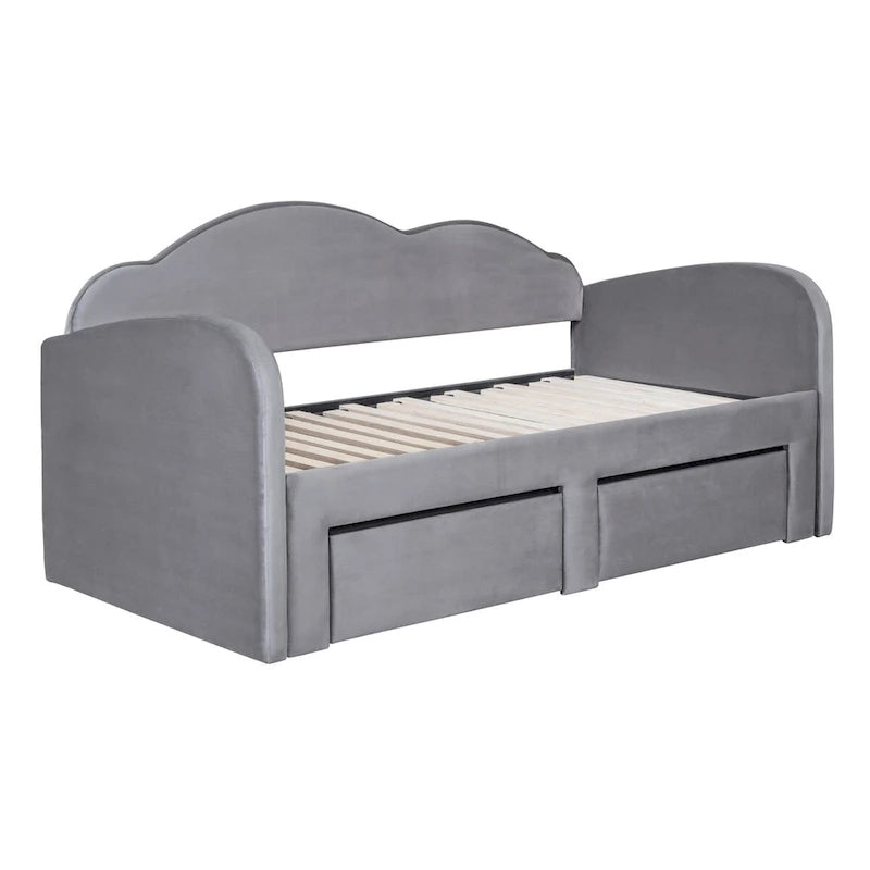 Twin Size Upholstered daybed with Trundle & 2 Drawers
