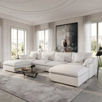 156 Convertible Modular Sectional Sofa Couch, Modern U Shape Minimalism Sofas Couches with Pillows