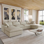 156 Convertible Modular Sectional Sofa Couch, Modern U Shape Minimalism Sofas Couches with Pillows