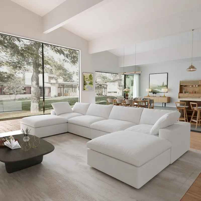 156 Convertible Modular Sectional Sofa Couch, Modern U Shape Minimalism Sofas Couches with Pillows