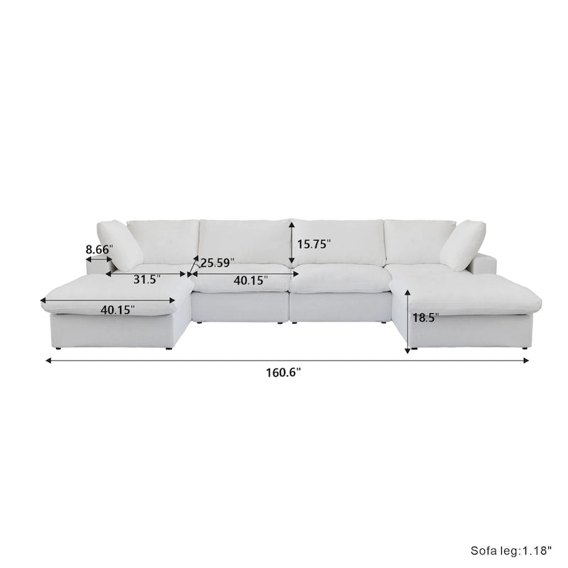 156 Convertible Modular Sectional Sofa Couch, Modern U Shape Minimalism Sofas Couches with Pillows